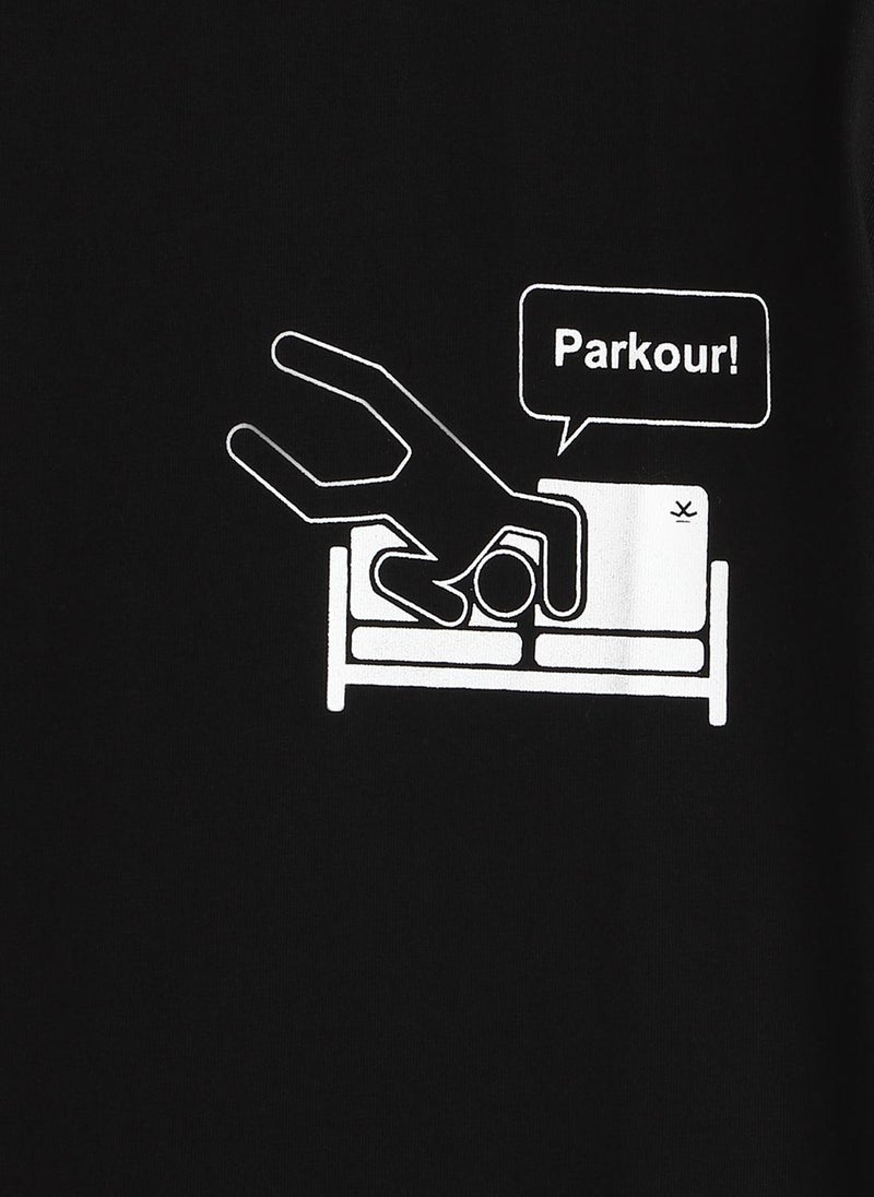 Wrogn Placement Print Oversized Fit T-Shirt | Black - Image 4